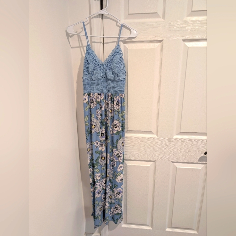 Blue and white dress